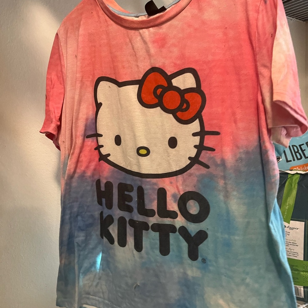 Hello Kitty Tie-Dye Pink and Blue T-Shirt